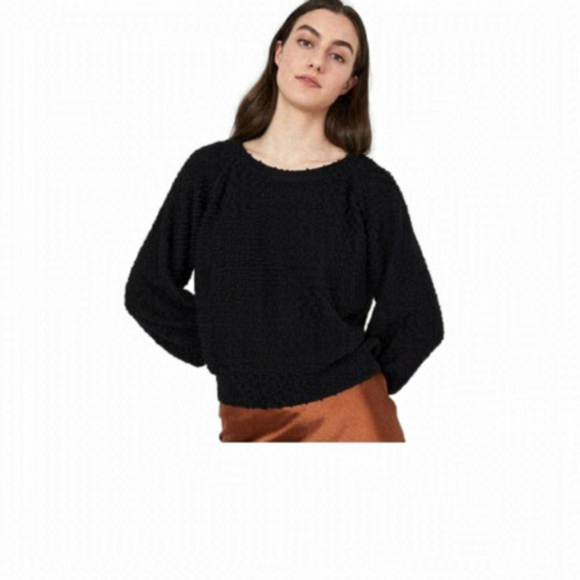 Monk & Lou, medium, Black, chunky knit crew neck Sweater horizontal knit, relax - Picture 3 of 3